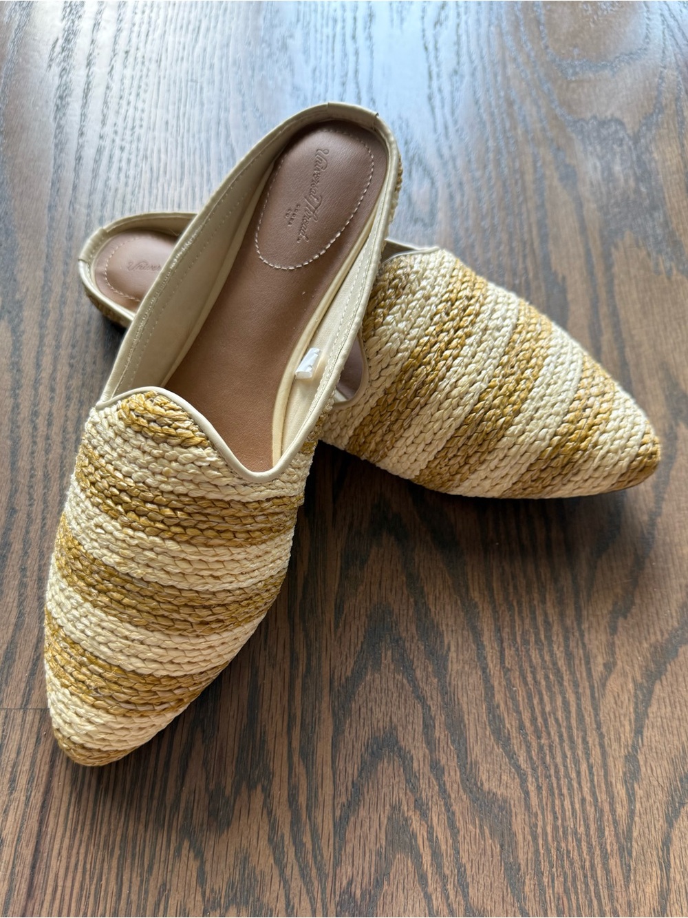 NWOT Universal Thread Woven Striped Mules